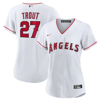 womens nike mike trout white los angeles angels home replic